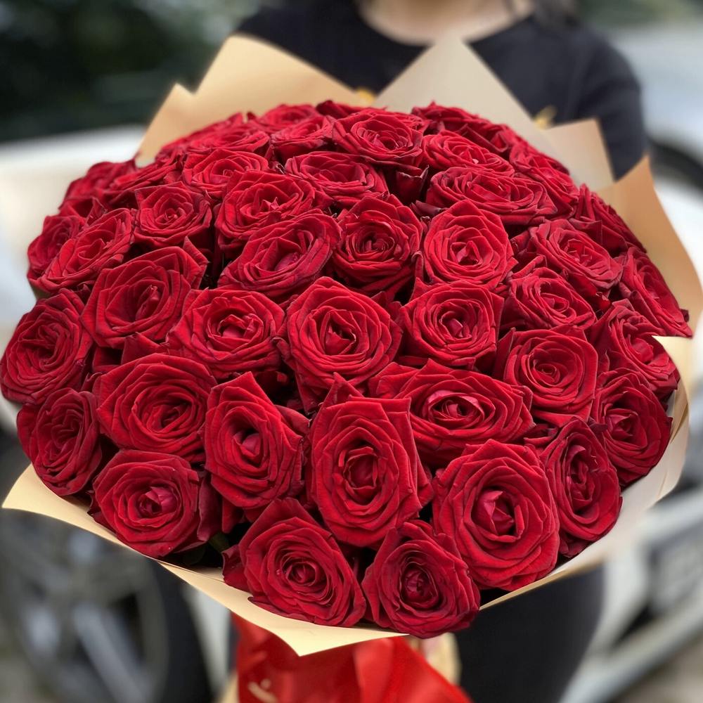 Букет из 51 красной розы 50 см.