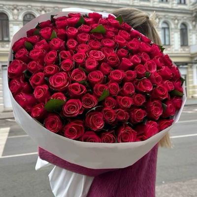 Акция! 101 красная роза 50 см.